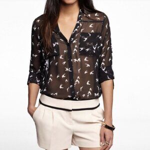 Express Black and White Sheer Blouse